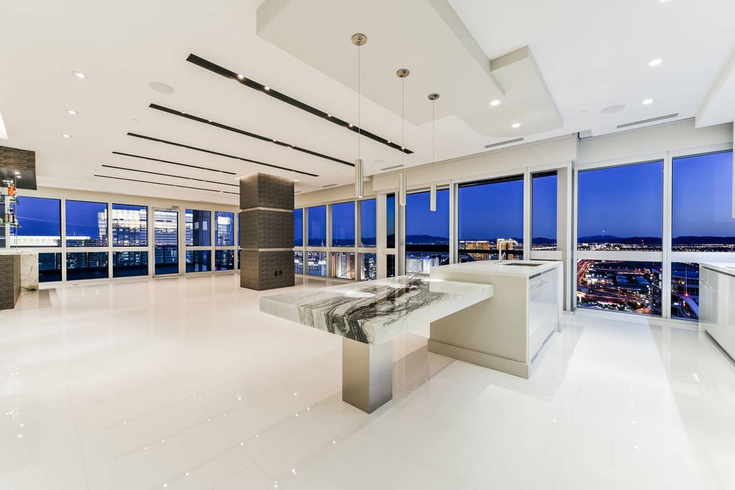 No. 10: The kitchen in unit 4307 in Panorama Tower, is ultra modern. It sold for $3 million. (Realty One Group)