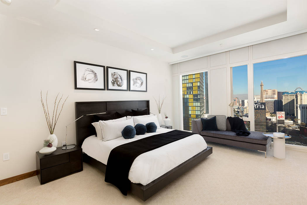 The master bedroom in Waldorf Astoria unit No. 2403. (Luxury Estates International)