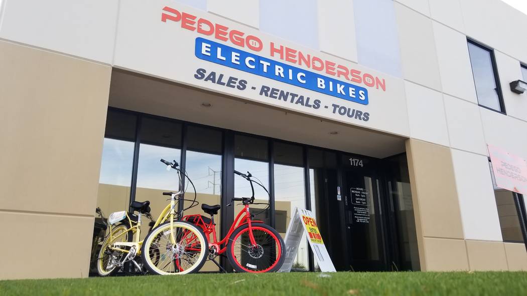 Pedego Henderson, where $110 will get you a day on a premium electric bike, is at 1174 Center Point Drive in a business area near Acacia Park. (Natalie Burt)