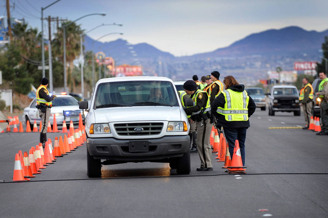 Las Vegas police arrested 22 people for impaired driving at a DUI checkpoint on Super Bowl Sunday. (David Becker/Las Vegas Review-Journal file)