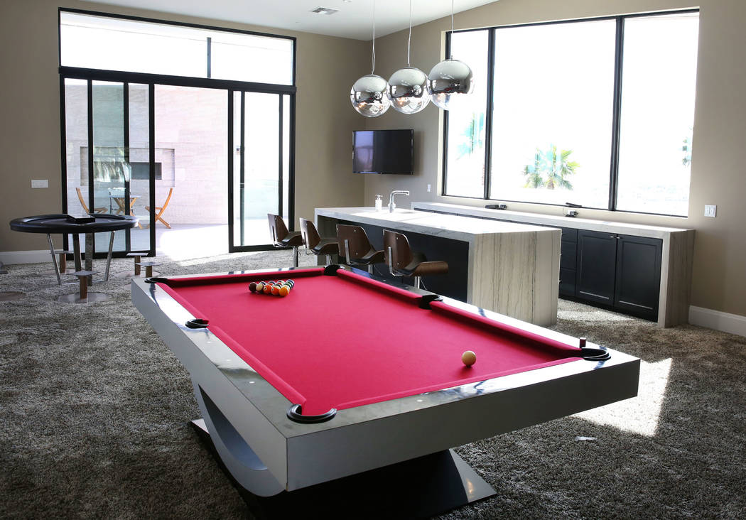 The game room at the mansion of developer Jim Rhodes is seen on Friday, Feb. 1, 2019, in Spanish Hills community in Las Vegas. Rhodes has listed his mansion for almost $30 million. (Bizuayehu Tesf ...