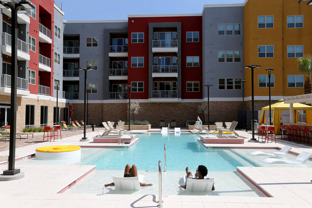 One of two pools at Lotus apartment complex on Spring Mountain Road near Valley View Boulevard in Las Vegas, as seen Monday, May 25, 2018. K.M. Cannon Las Vegas Review-Journal @KMCannonPhoto