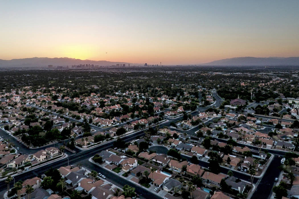 Aerial photograph of the Las Vegas Valley at sunset on Sunday, June 24, 2018. (Michael Quine/Las Vegas Review-Journal) @Vegas88s