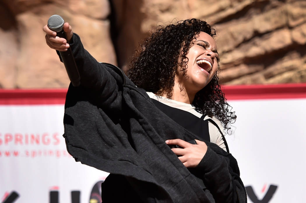 Singer Tiffanne LeMay performs during the Black History Month Festival at the Springs Preserve ...