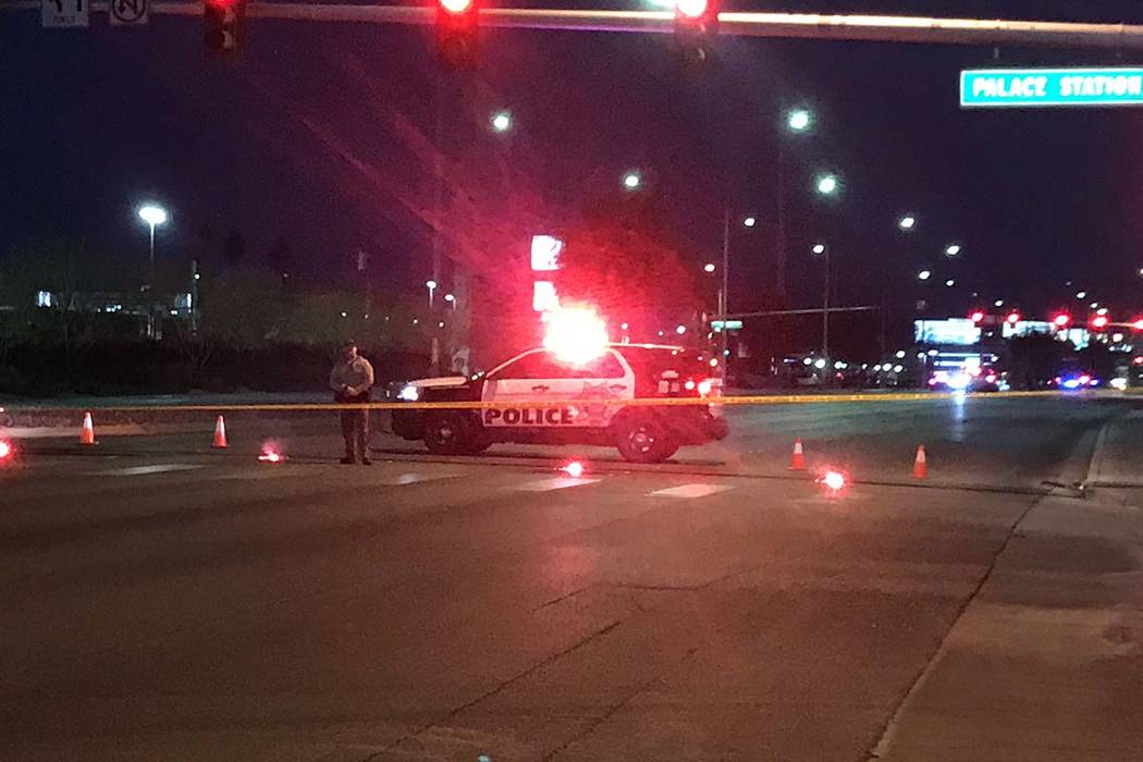 Las Vegas police are investigating a deadly crash early Wednesday morning involving a pedestrian and a van in central Las Vegas. (Lukas Eggen/Las Vegas Review-Journal)