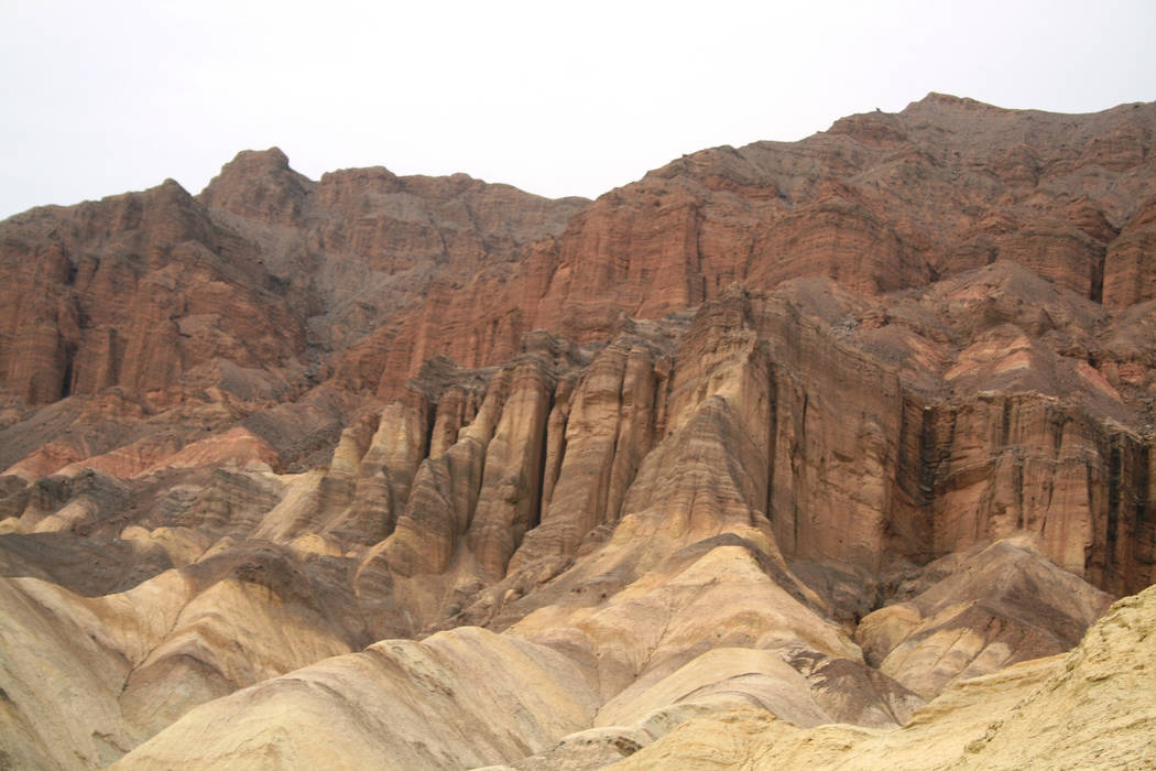 These colorful cliffs found along the Zabriskie Point-to-Golden Canyon hike are in what’s called the Furnace Creek formation. (Deborah Wall/Las Vegas Review-Journal)