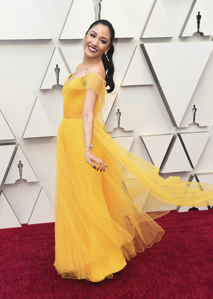Constance Wu arrives at the Oscars on Sunday, Feb. 24, 2019, at the Dolby Theatre in Los Angeles. (Photo by Jordan Strauss/Invision/AP)