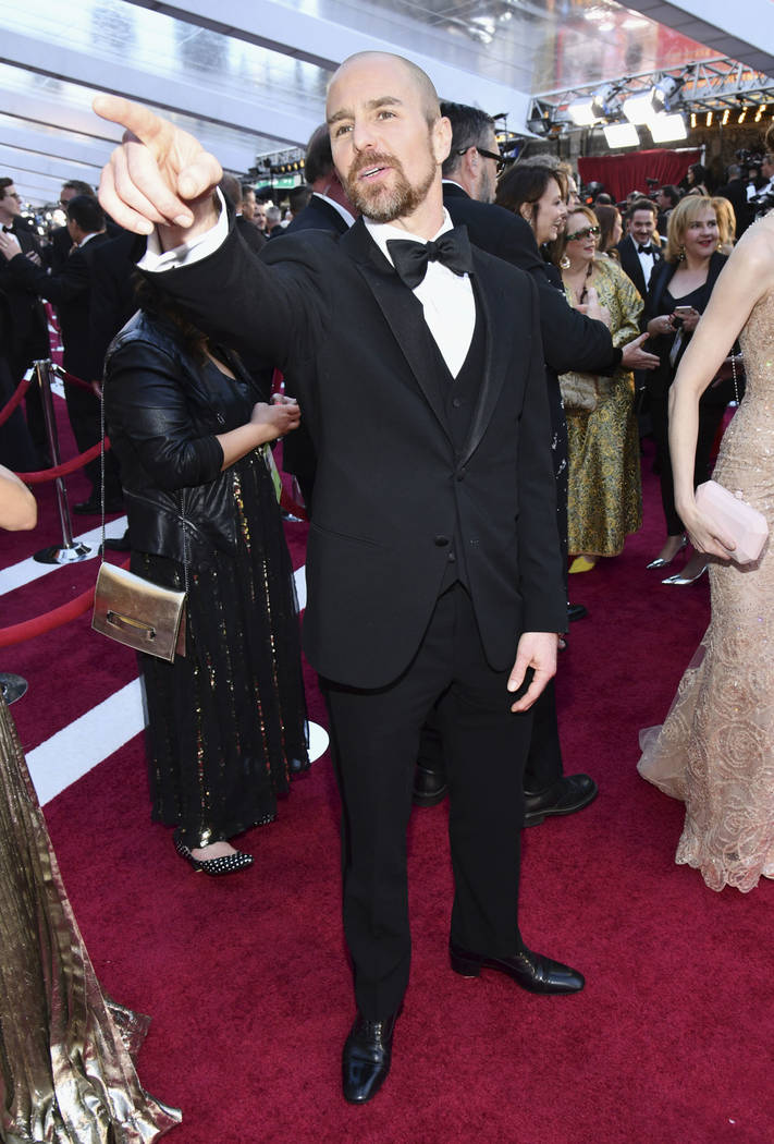 Sam Rockwell arrives at the Oscars on Sunday, Feb. 24, 2019, at the Dolby Theatre in Los Angeles. (Photo by Charles Sykes/Invision/AP)