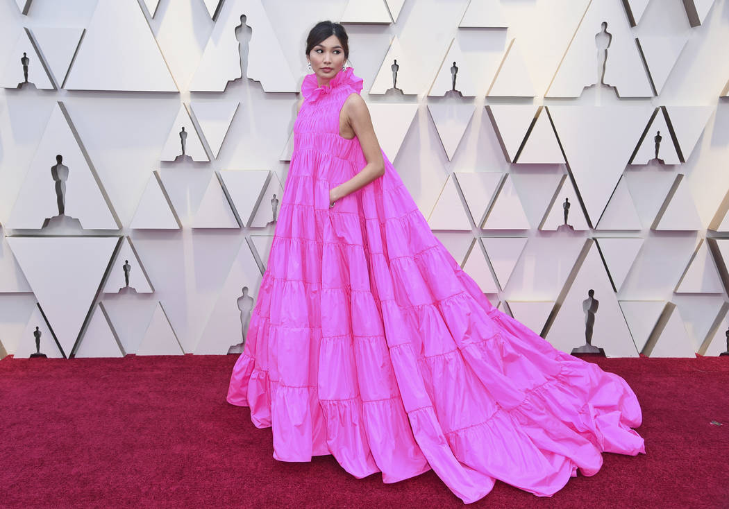 Gemma Chan arrives at the Oscars on Sunday, Feb. 24, 2019, at the Dolby Theatre in Los Angeles. (Photo by Richard Shotwell/Invision/AP)
