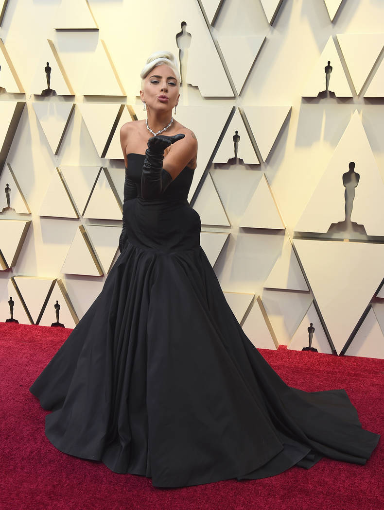 Lady Gaga blows a kiss as she arrives at the Oscars on Sunday, Feb. 24, 2019, at the Dolby Theatre in Los Angeles. (Photo by Jordan Strauss/Invision/AP)