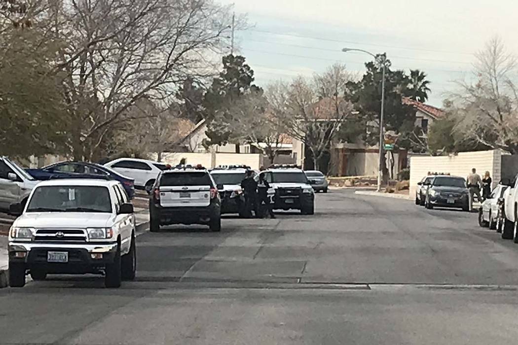 Police are investigating the death of a 2-year-old child in the 8600 block of Manalang Road in southeast Las Vegas, Monday, Feb. 25, 2019. (Lukas Eggens/Las Vegas Review-Journal