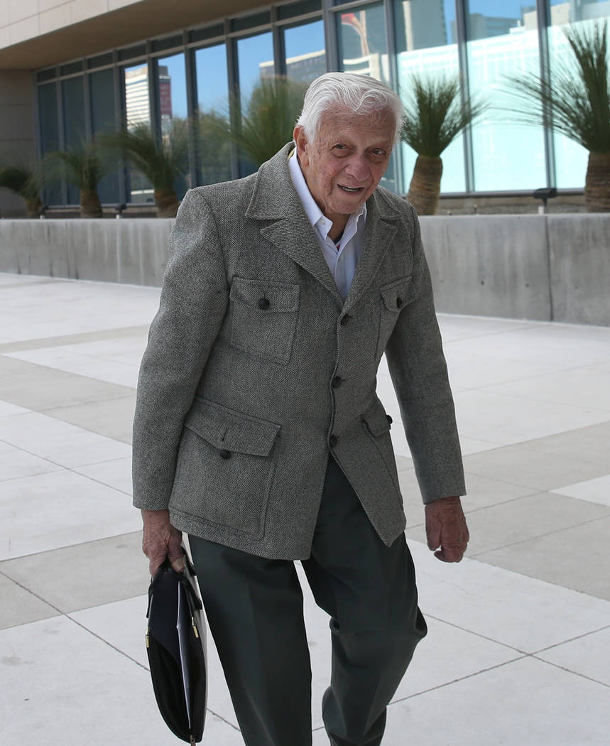 Dr. S. Jay Hazan, 94, a World War II Army veteran, arrives at the Lloyd George U.S. Courthouse ...