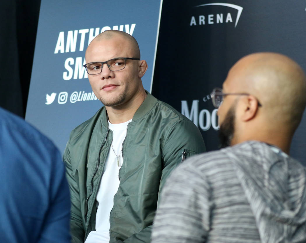 UFC light heavyweight Anthony Smith listens to a reporter's questions during UFC 235 media day at the T-Mobile Arena in Las Vegas, Wednesday, Feb. 27, 2019. (Heidi Fang /Las Vegas Review-Journal) ...