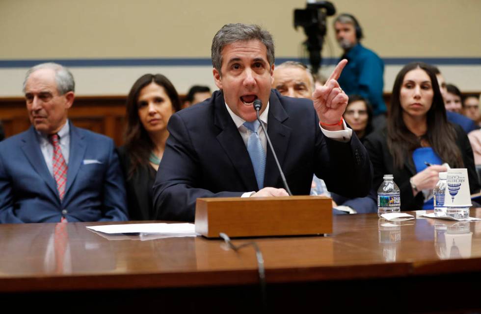 Michael Cohen, President Donald Trump's former personal lawyer, testifies before the House Oversight and Reform Committee on Capitol Hill in Washington, Wednesday, Feb. 27, 2019. (AP Photo/Pablo M ...