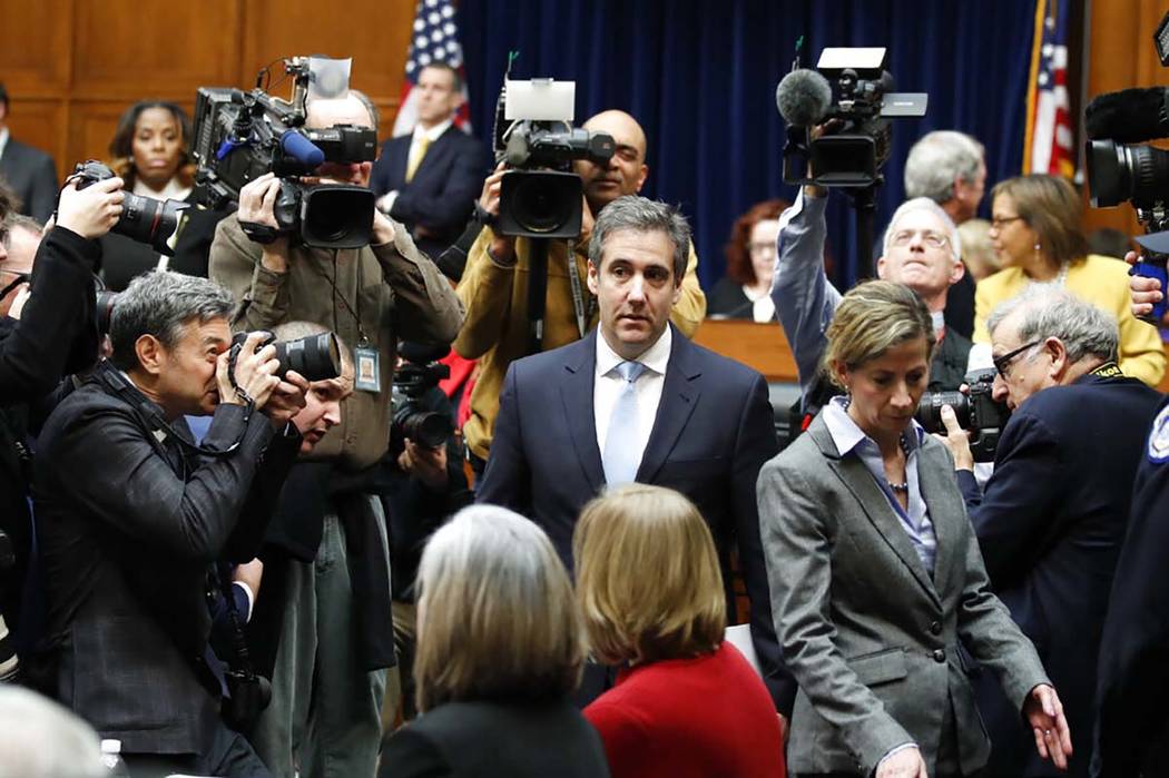 Michael Cohen, President Donald Trump's former personal lawyer, arrives to testify before the House Oversight and Reform Committee on Capitol Hill, Wednesday, Feb. 27, 2019, in Washington. (Alex B ...