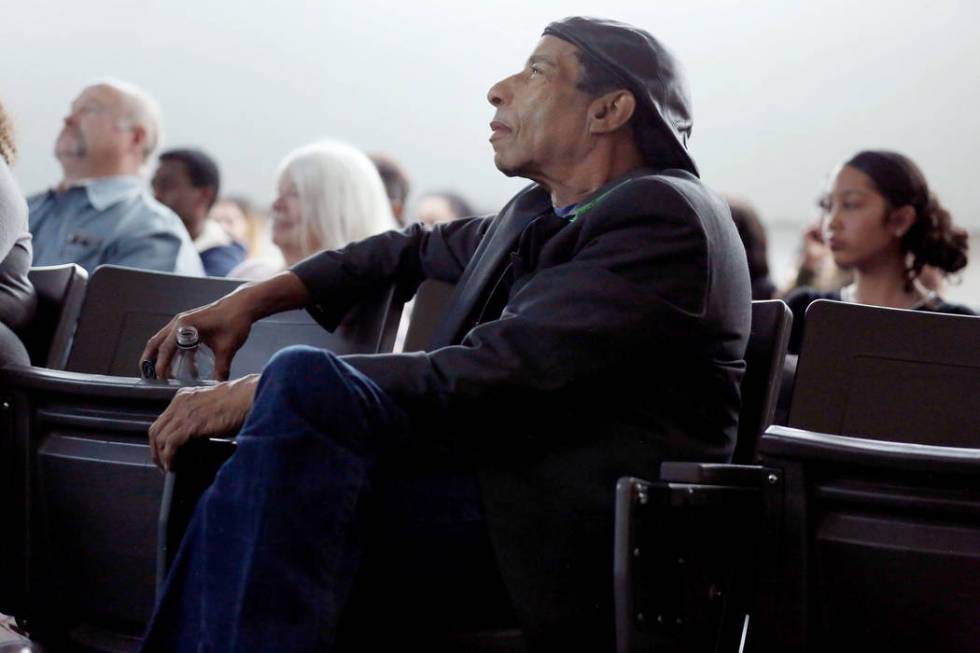 Local filmmaker Stan Armstrong who graduated in 1972 from Rancho High School, watches his documentary film, " The Rancho High School Riots,” with students and guests at Rancho High Sch ...