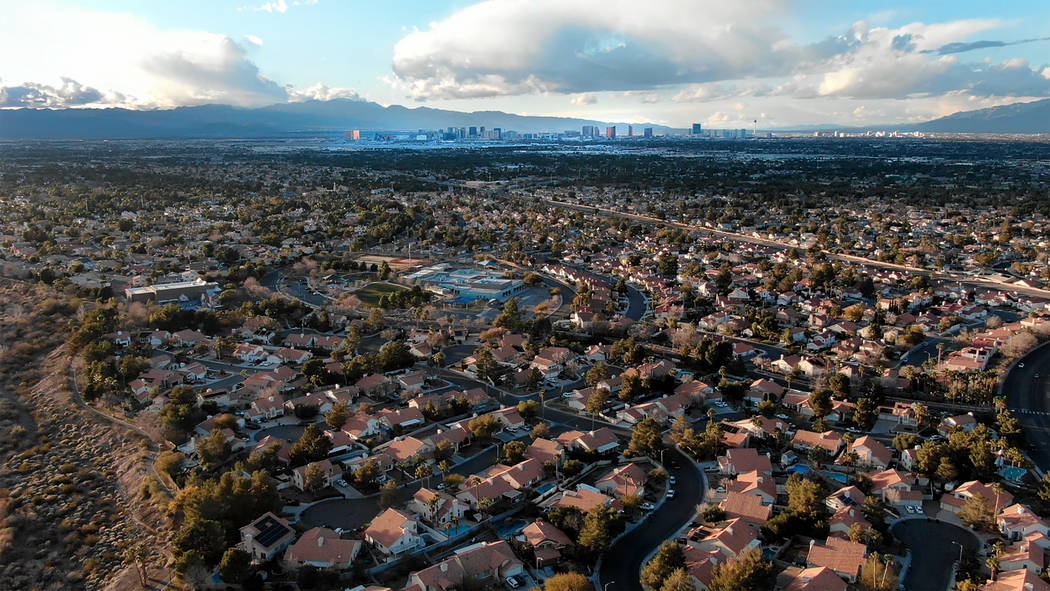 Aerial view of homes near Silver Springs Park in Henderson, Nevada on Saturday, February 16, 2019. (Michael Quine/Las Vegas Review-Journal) @Vegas88s