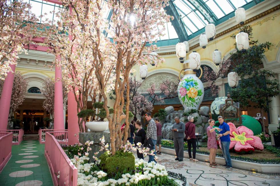 The Bellagio showcases its spring display at the Bellagio Conservatory & Botanical Gardens ...