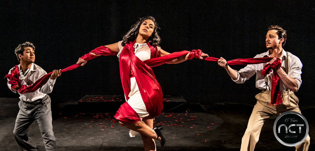 Jacob Sidhom as the Groom, Amanda Guardado as the Bride, and Alexander Vincent Sireci as Leonardo in NCT's "Blood Wedding." (Richard Brusky)