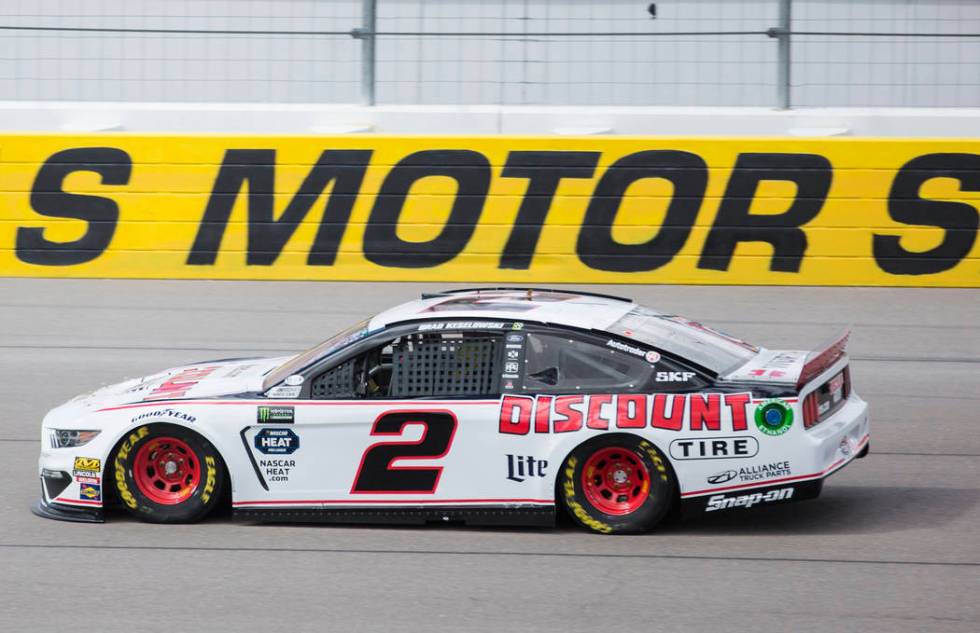 Brad Keselowski (2) makes a practice run on Saturday, March 2, 2019, at Las Vegas Motor Speedway, in Las Vegas. (Benjamin Hager Review-Journal) @BenjaminHphoto