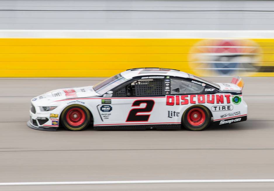 Brad Keselowski (2) makes a practice run on Saturday, March 2, 2019, at Las Vegas Motor Speedway, in Las Vegas. (Benjamin Hager Review-Journal) @BenjaminHphoto