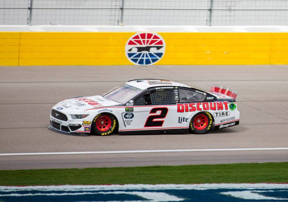 Brad Keselowski (2) makes a practice run on Saturday, March 2, 2019, at Las Vegas Motor Speedway, in Las Vegas. (Benjamin Hager Review-Journal) @BenjaminHphoto