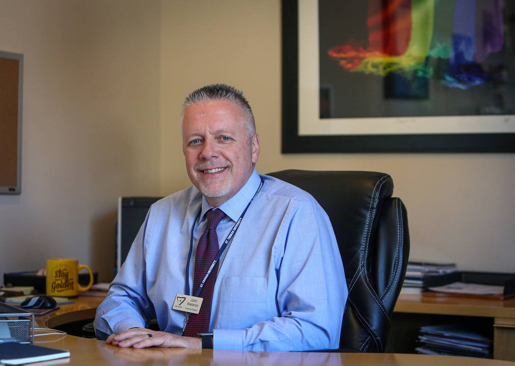 John Waldron, the new Executive Director, poses for a portrait in his office at The Center in Las Vegas, Tuesday, Feb. 19, 2019. (Caroline Brehman/Las Vegas Review-Journal) @carolinebrehman