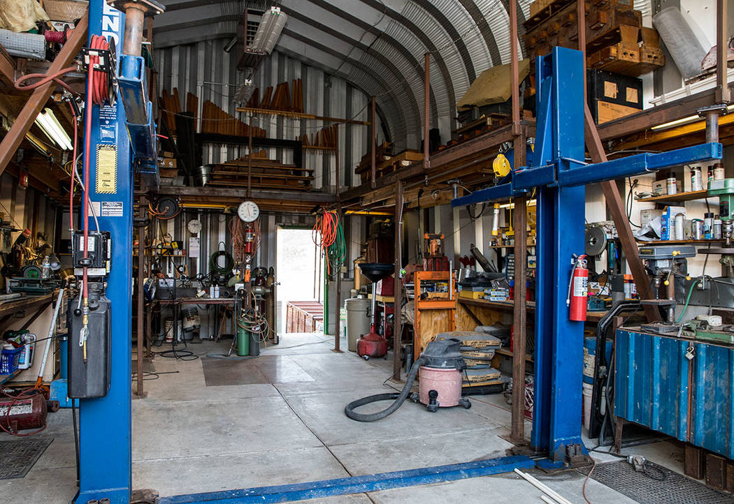 The garage is equipped to work on all sorts of vehicles. (Tonya Harvey Real Estate Millions)