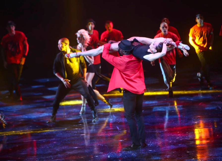 "Michael Jackson One" cast members during a one-time-only performance to Michael Jackson's "Blood on the Dance Floor" on the date of Jackson's birthday at Mandalay Bay in Las V ...