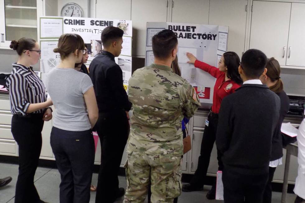 Foothill High School students attend a job shadowing program at the Henderson Police Department on Feb. 7. (Henderson Police Department)