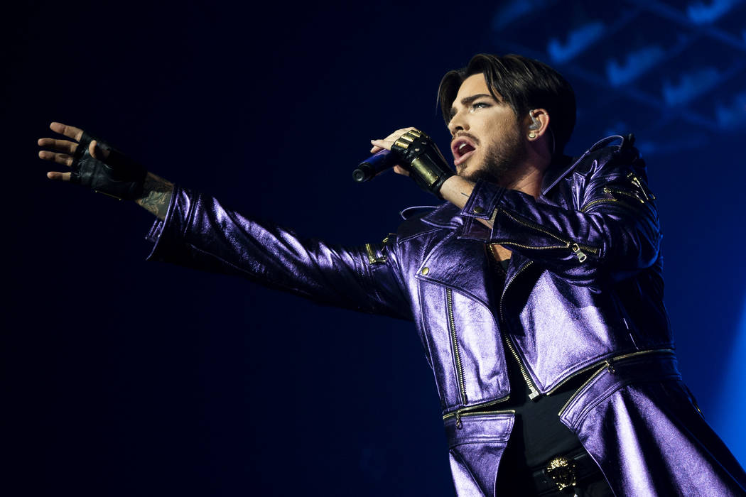 Adam Lambert performs with Queen at Park MGM theater in Las Vegas, Saturday, Sept. 1, 2018. Queen + Adam Lambert will perform 10 shows at Park Theater through September 22. (Marcus Villagran/Las V ...