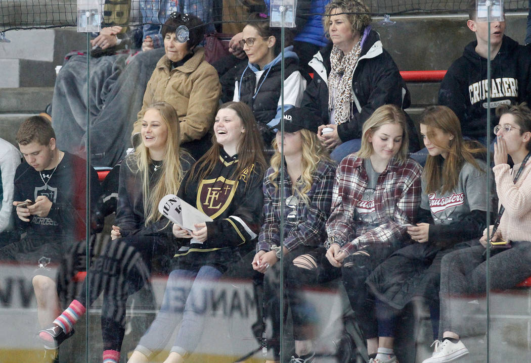 Faith Lutheran's fans watch a hockey game against Utah at the City National Arena in Las Vegas, Saturday, Dec. 15, 2018. Chitose Suzuki Las Vegas Review-Journal @chitosephoto