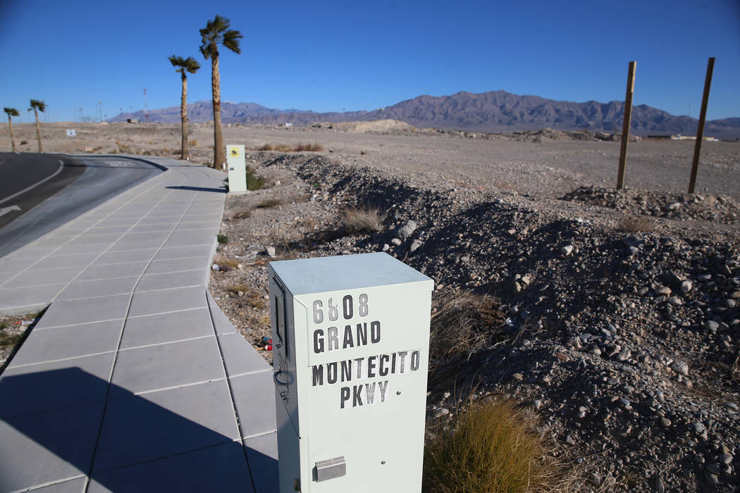 The corner of Grand Montecito Parkway and Deer Springs Way in Las Vegas where KB Home has filed plans for a 60-acre housing, Tuesday, Jan. 22, 2019. Erik Verduzco/Las Vegas Review-Journal) @Erik_V ...