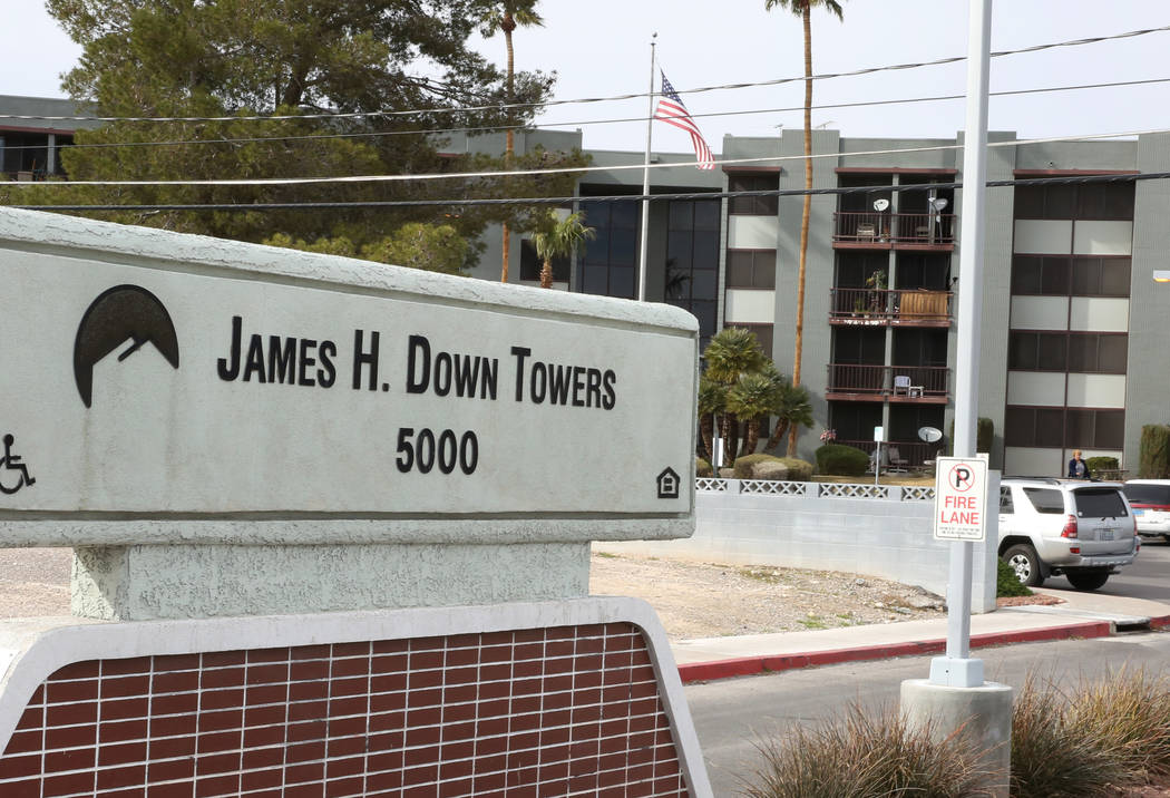 James Down Towers, a high-rise public housing development for seniors, is seen on Friday, March 1, 2019, in Las Vegas. Bizuayehu Tesfaye Las Vegas Review-Journal @bizutesfaye