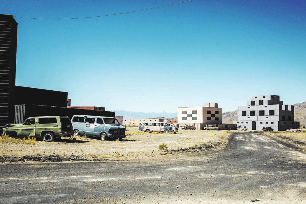 The streets of "Gotham City" are quiet during a rare tour of the Nevada Test and Training Range on Sunday, May 21, 2017. The Air Force wants to build more training facilities like this on land it ...