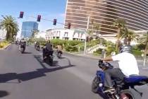 Las Vegas police on Monday showed state lawmakers a YouTube video of motorcyclists speeding, running red lights and performing stunts on the Strip in 2017. A proposed law backed by police would ma ...