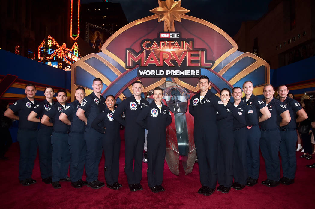 U.S. Air Force Thunderbirds attend the Los Angeles World Premiere of Marvel Studios' "Captain Marvel" at Dolby Theatre on March 4, 2019 in Hollywood, California. (Alberto E. Rodriguez/Getty Image ...