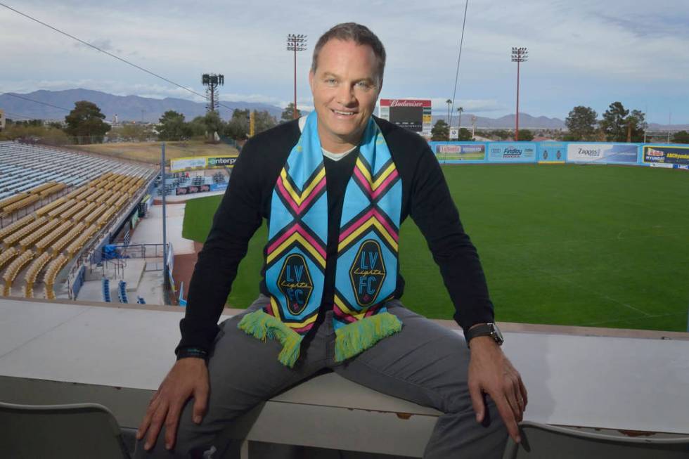 Las Vegas Lights FC head coach Eric Wynalda is shown at Cashman Field at 850 N. Las Vegas Blvd. in Las Vegas on Wednesday, March. 6, 2019. (Bill Hughes/Las Vegas Review-Journal)