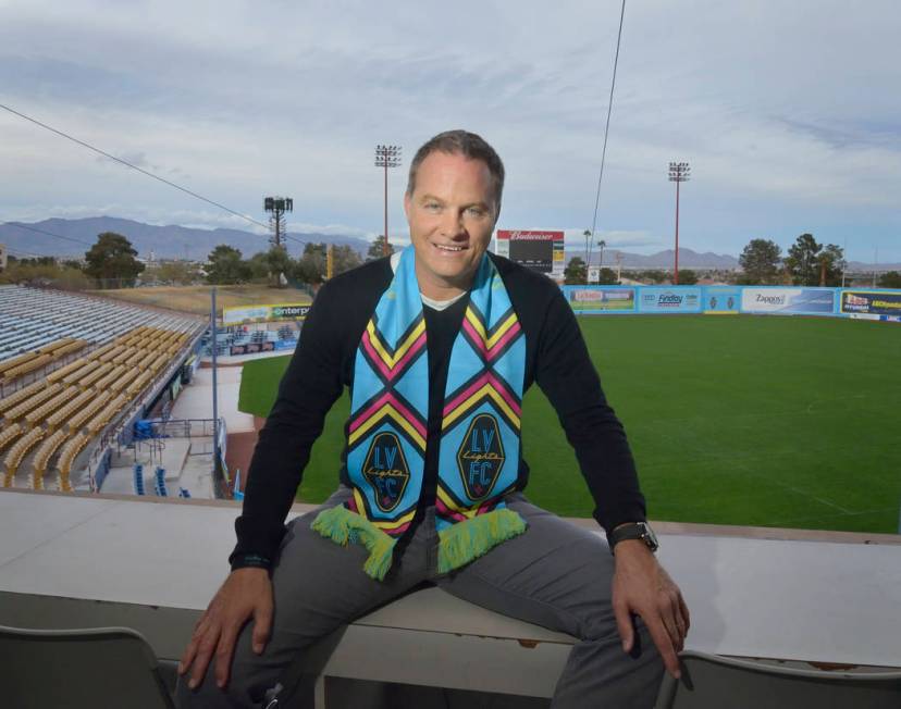 Las Vegas Lights FC head coach Eric Wynalda is shown at Cashman Field at 850 N. Las Vegas Blvd. in Las Vegas on Wednesday, March. 6, 2019. (Bill Hughes/Las Vegas Review-Journal)