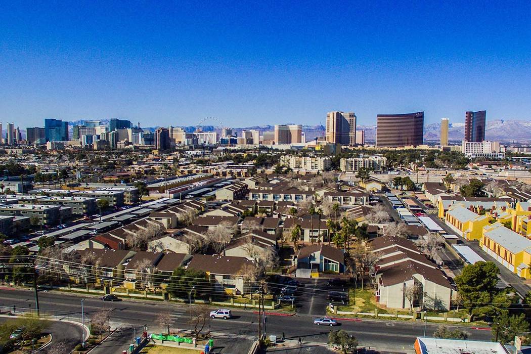 Laguna Point Properties acquired two apartment complexes near the Las Vegas Convention Center -- Mi Casita, seen above, and Pinewood Crossing -- for $67.7 million combined. (Courtesy of NAI Vegas)