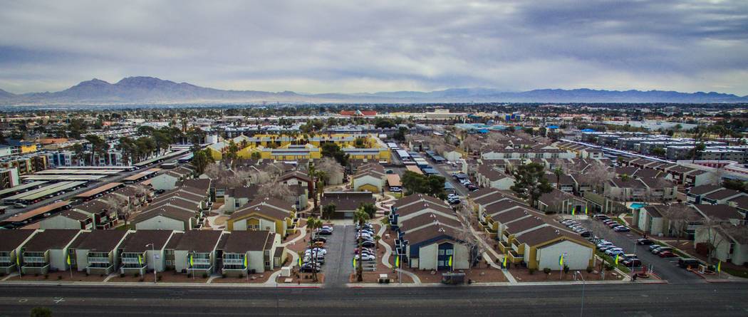 Laguna Point Properties acquired two apartment complexes near the Las Vegas Convention Center - Mi Casita, seen above, and Pinewood Crossing - for $67.7 million combined. (Photo courtesy of NAI Vegas)