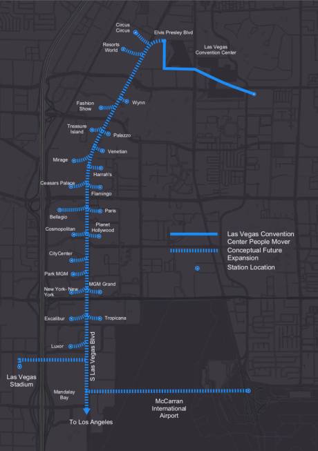 The Boring Company’s proposed underground autonomous vehicle network could eventually link high traffic areas of the the Las Vegas Valley. (Las Vegas Convention and Visitors Authority)