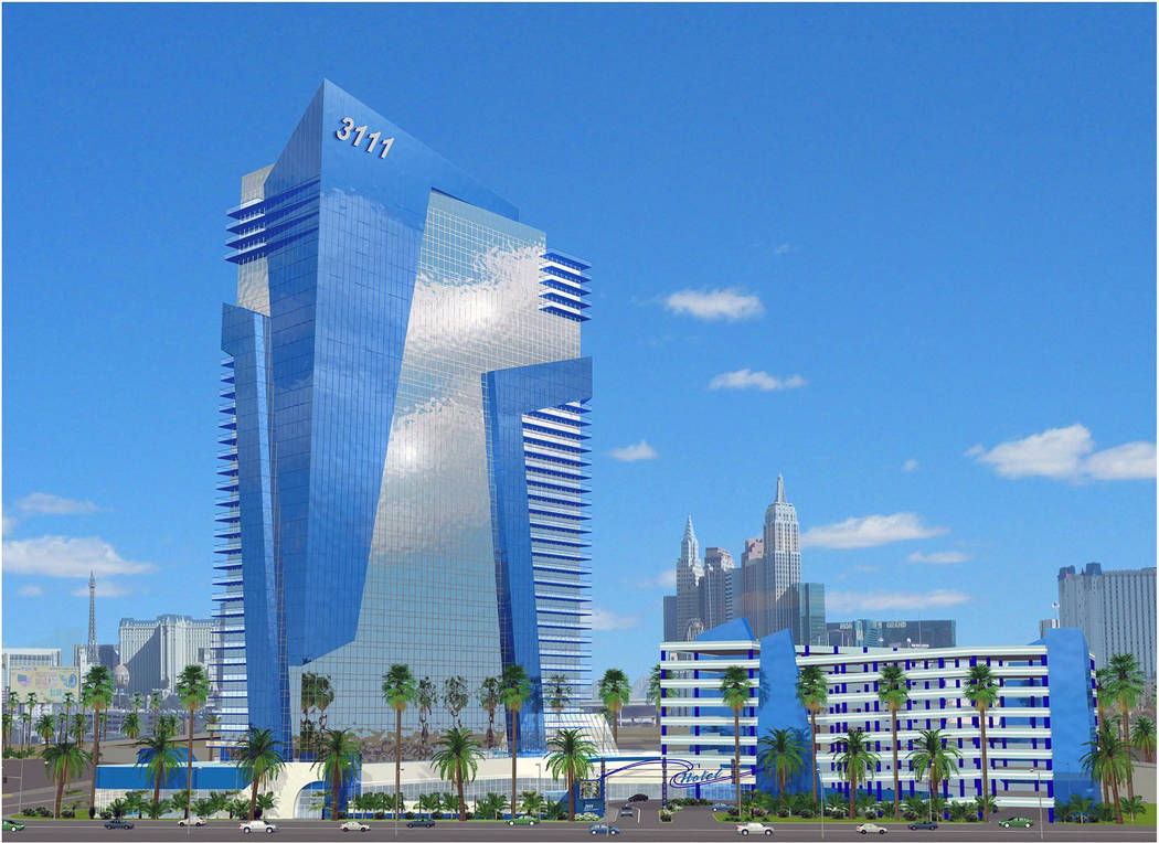 The 41-story One Trop, seen in this rendering, was supposed to be built at Tropicana Avenue and Dean Martin Drive. The site today has two small hotels. (Review-Journal file)