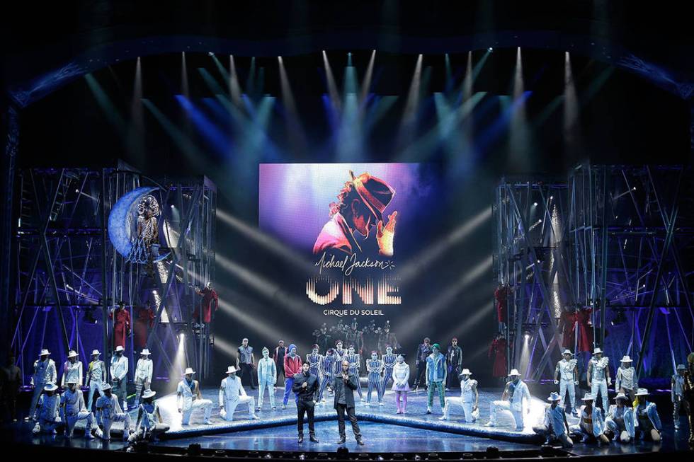 Director of Creation Welby Altidor (CL) and Writer and Director Jamie King (CR) introduce a sneak peek of "Michael Jackson ONE" by Cirque du Soleil at Mandalay Bay Resort & Casino on May 7, 2013 i ...