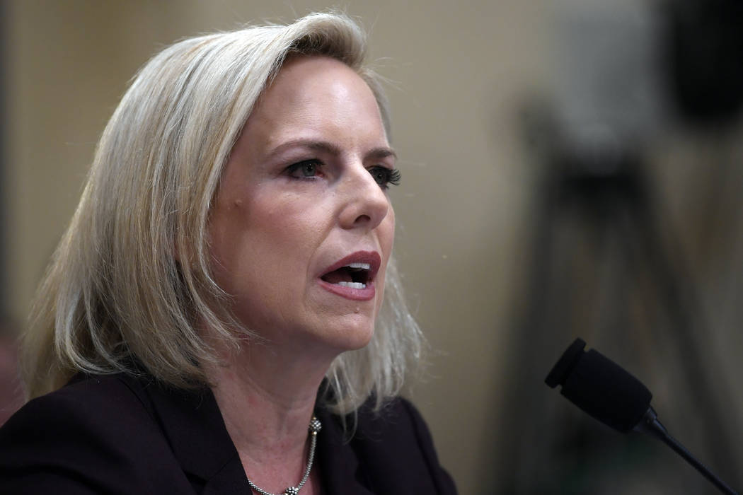 Homeland Security Secretary Kirstjen Nielsen testifies on Capitol Hill in Washington, Wednesday, March 6, 2019, before the House Homeland Security Committee. (AP Photo/Susan Walsh)