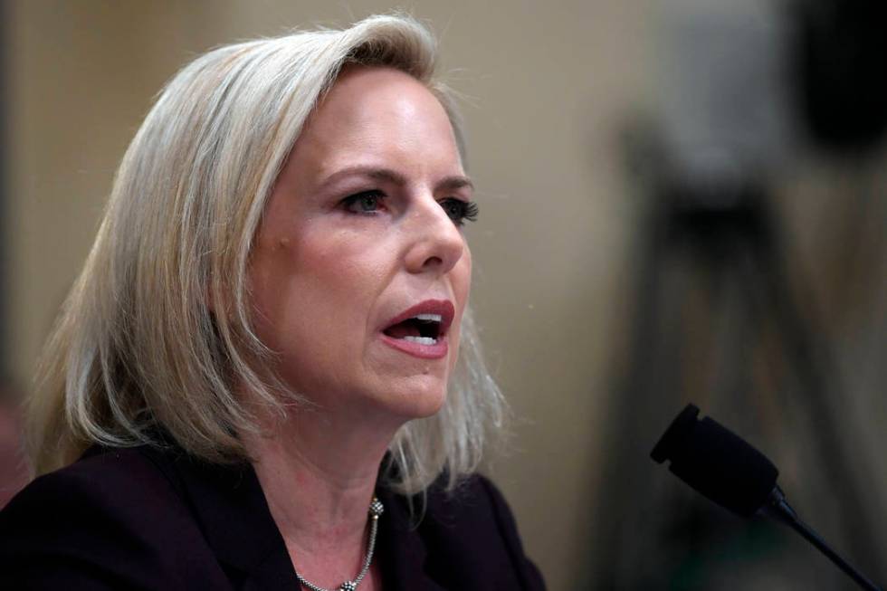 Homeland Security Secretary Kirstjen Nielsen testifies on Capitol Hill in Washington, Wednesday, March 6, 2019, before the House Homeland Security Committee. (AP Photo/Susan Walsh)