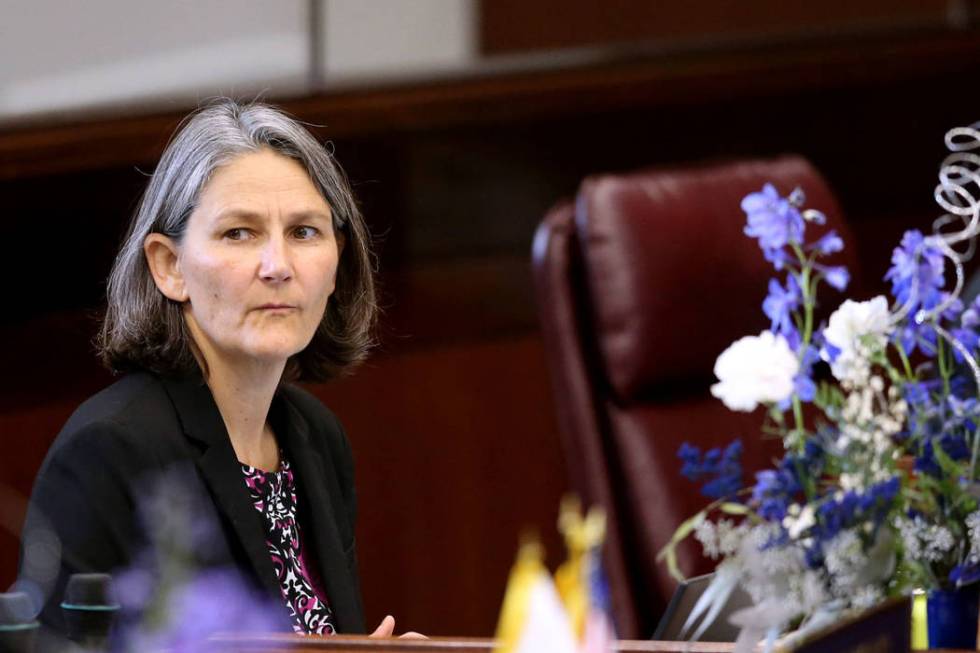 Sen. Julia Ratti, R-Sparks, during a floor session in the Legislative Building in Carson City on Feb. 6, 2019. (K.M. Cannon/Las Vegas Review-Journal) @KMCannonPhoto