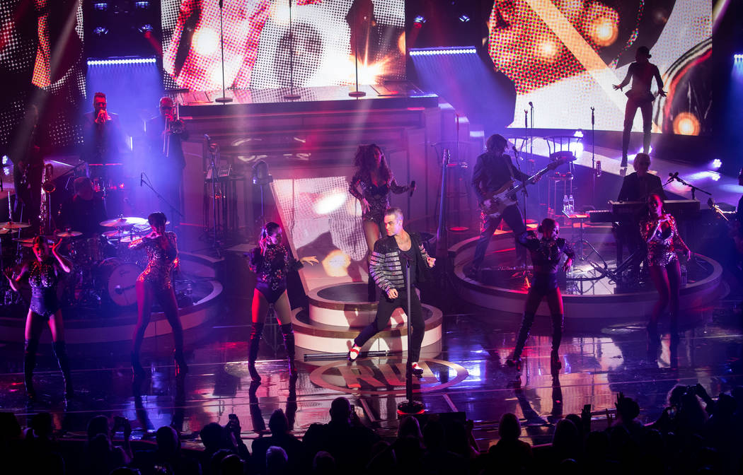 Robbie Williams debuts his residency, "Live In Las Vegas," at Encore Theater at Wynn Las Vegas on Wednesday, March 6, 2019. (Erik Kabik Photography/erikkabik.com)