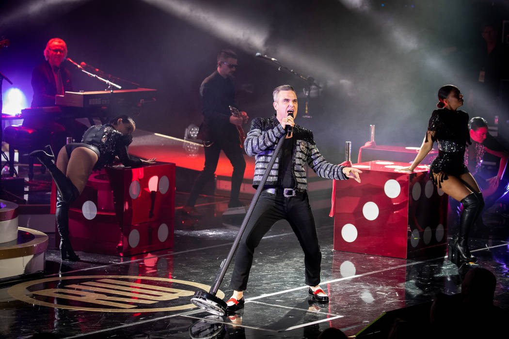 Robbie Williams debuts his residency, "Live In Las Vegas," at Encore Theater at Wynn Las Vegas on Wednesday, March 6, 2019. (Erik Kabik Photography/erikkabik.com)