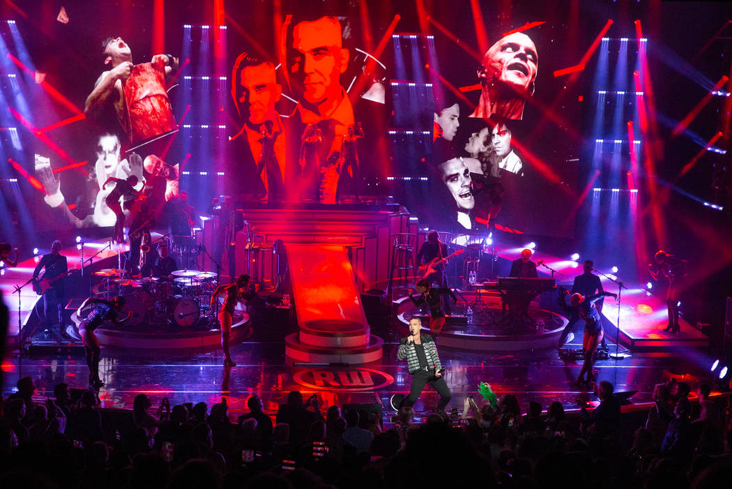 Robbie Williams debuts his residency, "Live In Las Vegas," at Encore Theater at Wynn Las Vegas on Wednesday, March 6, 2019. (Erik Kabik Photography/erikkabik.com)